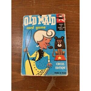 Vintage 1959 Old Maid Card Game Circus Edition 35 Cards Missing Instruction Card